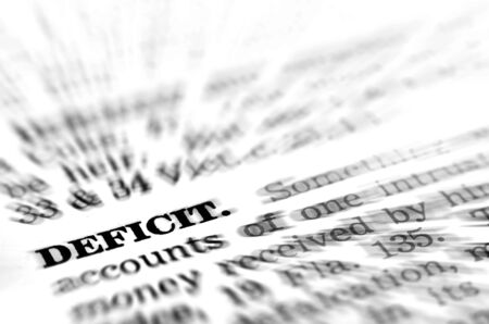 Detailed closeup of definition of the word Deficitの写真素材