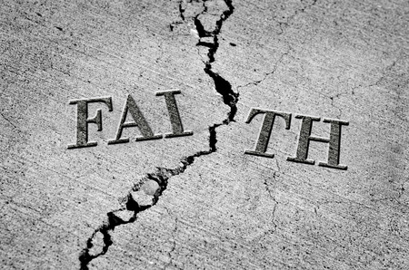Detail Illustration of broken faith with cracked cementの写真素材