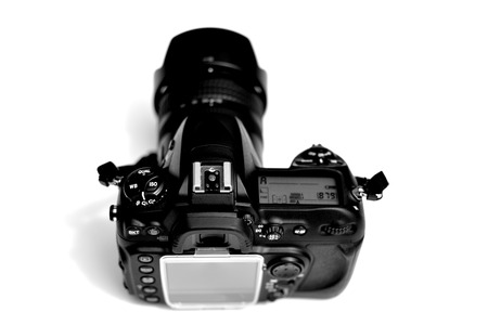 Detail of digital camera dslr slr lens and screen cover