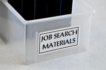 Box of job search materials to help assist in finding employment