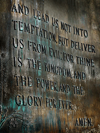 The Lord's prayer scultped into metal art