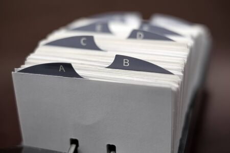 Index cards for organizing business contacts and information の写真素材