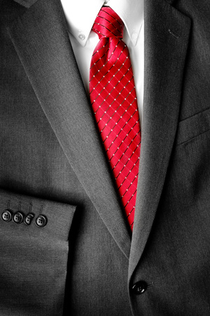 Business suit white shirt and red tie for formal wear fashionの写真素材