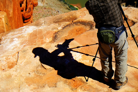 Photographer at Grand Canyon creating photographs and artの写真素材
