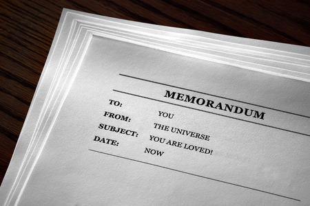 Memo from the Universe positive message you are lovedの写真素材