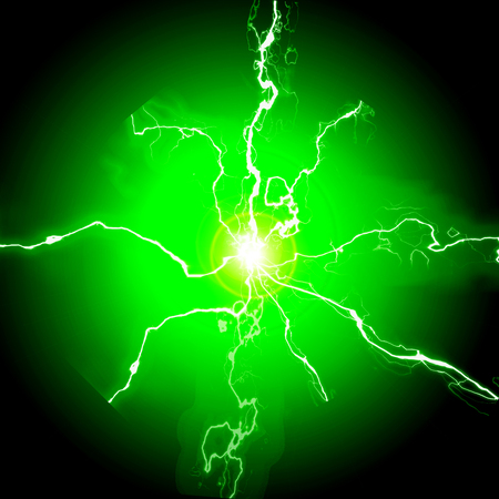 Green electricity or plams energy power on dark backgrouindの写真素材