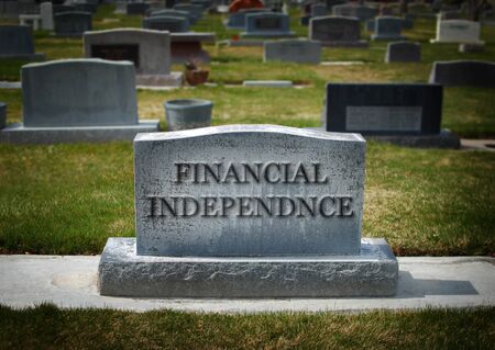 Gravestone for financial independence death of personal financesの写真素材