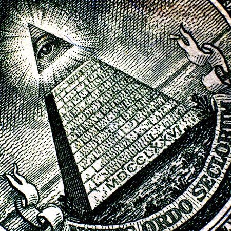 All Seeing Eye pyramid on back of dollar bill american money