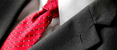 Business suit white shirt and red tie for formal wear fashionの写真素材