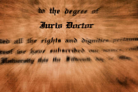 Close up of Juris Doctorate law degree certificateの写真素材