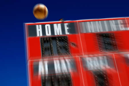Baseball scoreboard sports with homerun hit big swing scoreの写真素材