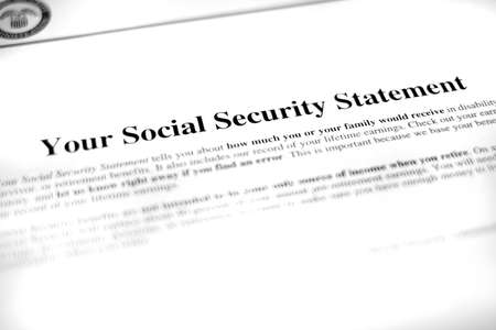 Printed Social Security Statement for retirement planning and paymentの写真素材