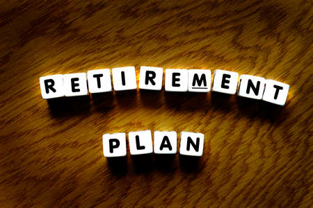 Retirement plan planning words to retire from work with financial independenceの写真素材