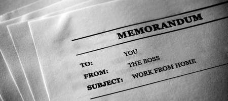 Written work Memo from the Boss work from homeの写真素材