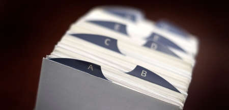 Index cards for organizing business contacts and informationの写真素材