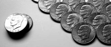 Coins of Silver American Money wealth and benefits of richesの写真素材