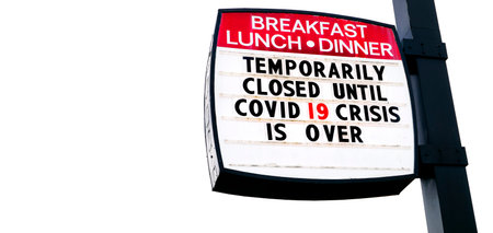 Covid-19 Coronavirus closed restaurant business food dining under quarantine pandemicの写真素材