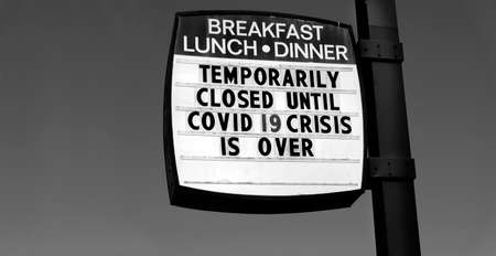 Covid-19 Coronavirus closed restaurant business food dining under quarantine pandemicの写真素材