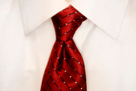 White dress shirt and red power tie for business or formal wealの写真素材