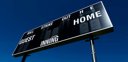 Baseball scoreboard score in competition sports teamsの写真素材