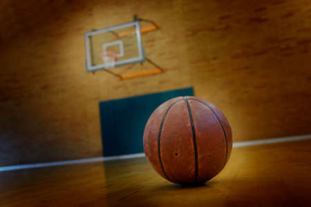 Ball on basketball court for competition and sportsの写真素材