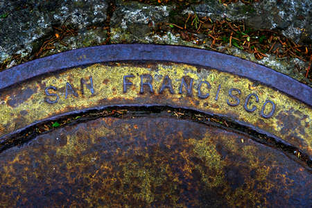 San Francisco manhole cover water sewer street grate vintageの写真素材