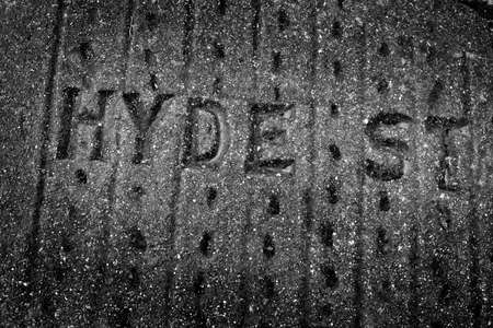 Hyde Street in San Francisco sign on sidwalk concrete walkwayの写真素材