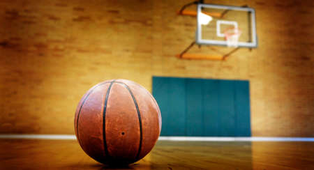 Ball on basketball court for competition and sportsの写真素材