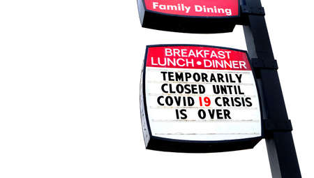 Covid-19 Coronavirus closed restaurant business food dining under quarantineの写真素材
