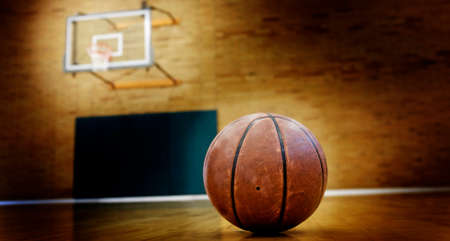 Ball on basketball court for competition and sportsの写真素材