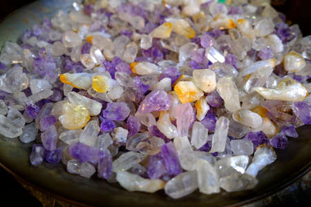 Amethyst white and purple semi precious gem stones jewelsの写真素材