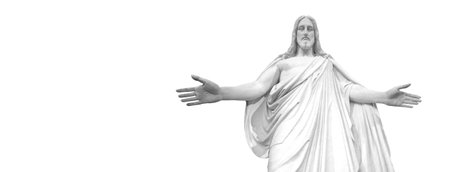 Statue of Jesus with white backgroundの写真素材