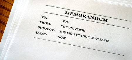 Memo from the Universe positive message you crreate your own fateの写真素材