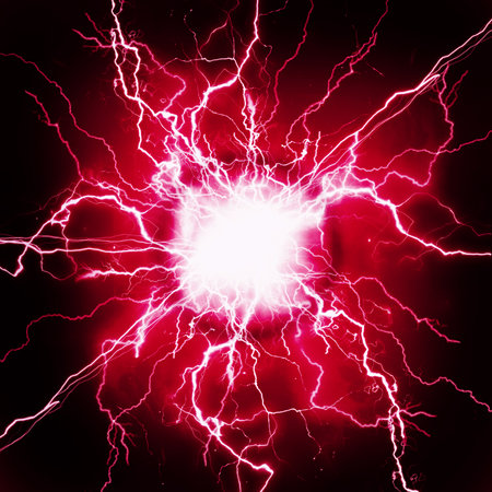 Plasma pure energy and power of red electrical electricityの写真素材