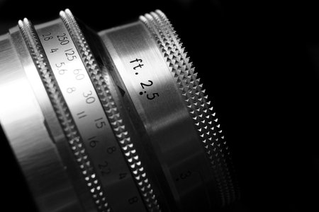 Closeup of vintage old camera lens for photographyの写真素材