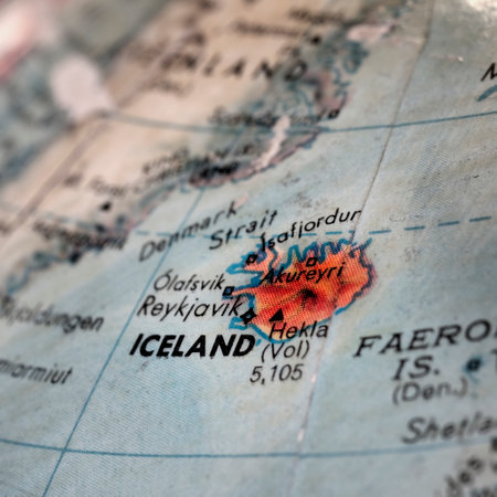 Globe of the Earth with a view looking at Icelandの写真素材