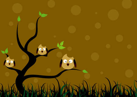 tree with little owl Vectorのイラスト素材