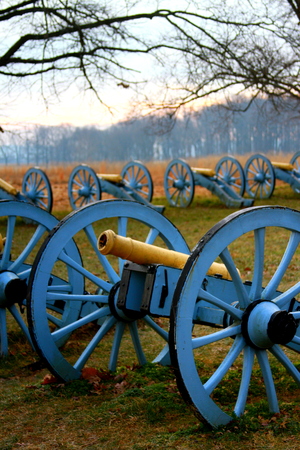 Revolutionary War Canon in Field at Dawnのeditorial素材