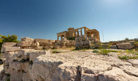 empty from tourists, acropolis of athens, during lockdownの写真素材
