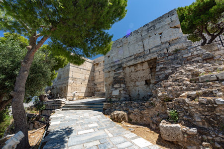 view of acropolis in Athens, empty during pandemicの写真素材
