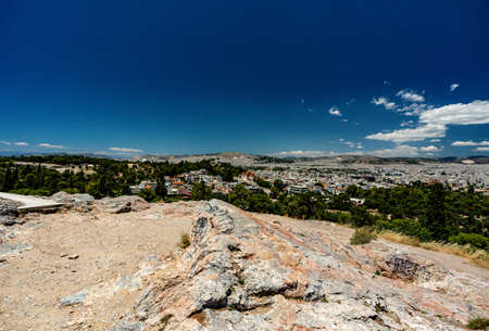 view of acropolis in Athens, empty during pandemicの写真素材