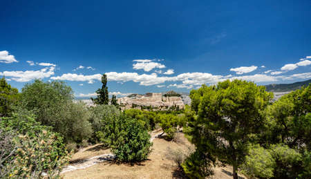 view of acropolis in Athens, empty during pandemicの写真素材