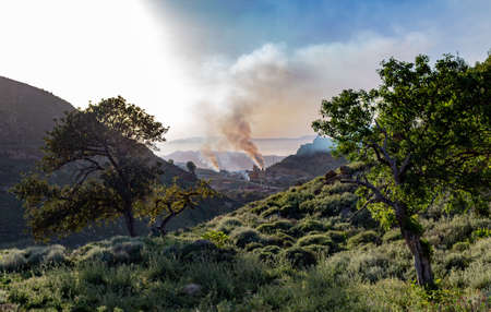 pollution air smoke chimney sky industrialの写真素材