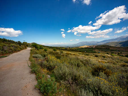 view of CHania and Souda bay, hiking nature hills, in Crete, Greeceの写真素材