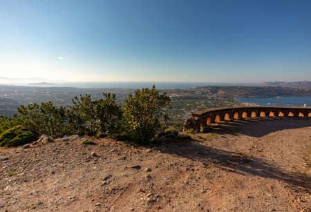 view of CHania and Souda bay, hiking nature hills, in Crete, Greeceの写真素材