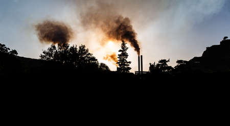 pollution air smoke chimney sky industrialの写真素材