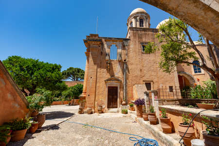 agia triada tzagaroli orthodox christian monastery in Crete, Greeceの写真素材