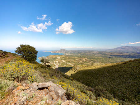 trail to abandonned monastery katholiko in Crete, Greeceの写真素材