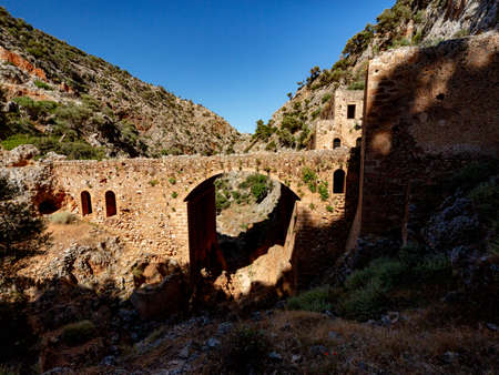 trail to abandonned monastery katholiko in Crete, Greeceの写真素材