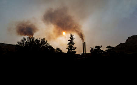 pollution air smoke chimney sky industrialの写真素材